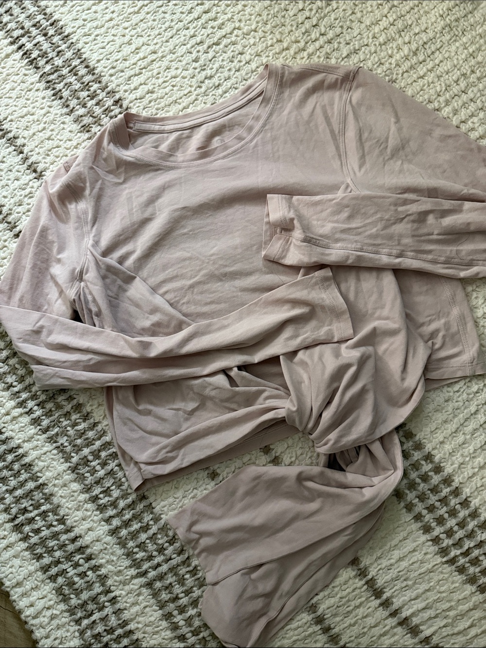 Lululemon Light Pink Gather And Grow Long Sleeve Wrap Tie Back Top Light Mauve